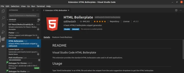 افزونه افزونه های اولیه html در vscode