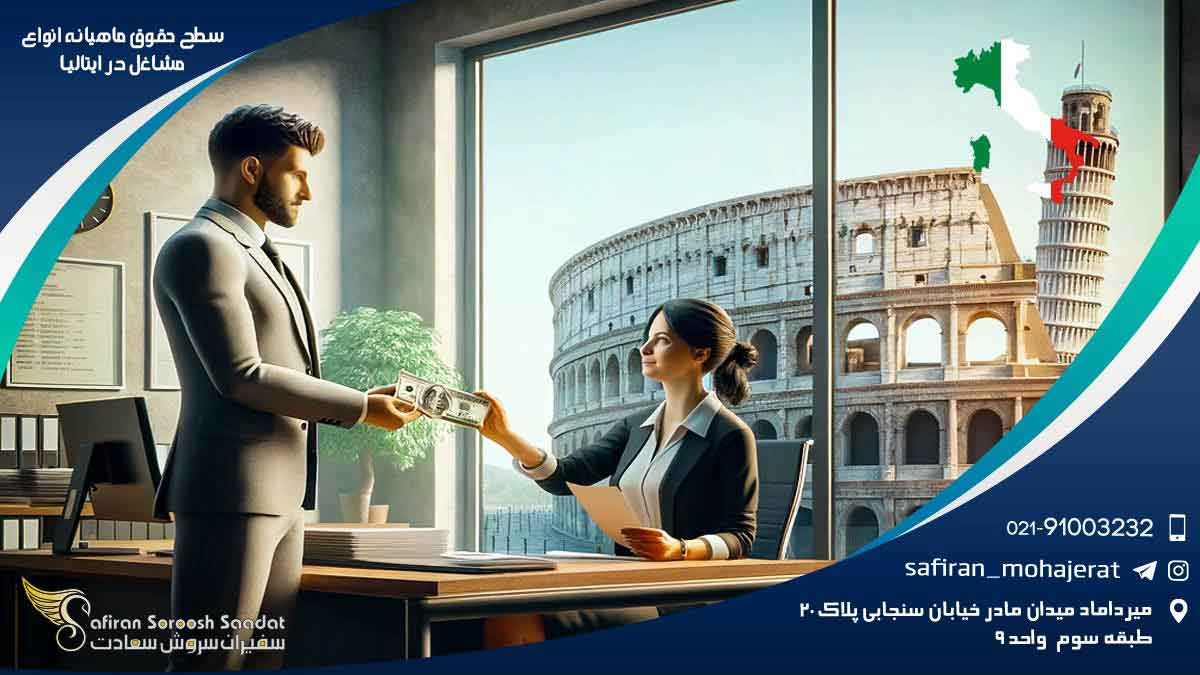 سطح حقوق ماهیانه انواع مشاغل در ایتالیا